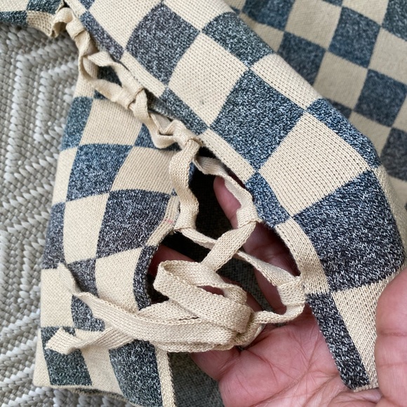 New Women’s plaid fringed pullover top, S/M - Picture 7 of 11